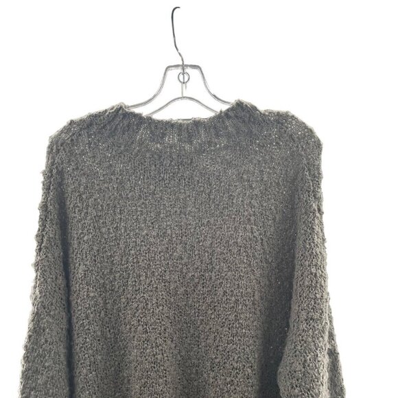 She + Sky Womens Crew Neck Loose Knit Sweater Gray One Size Fits All - Picture 3 of 9